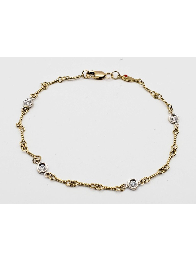 Roberto Coin Designer Natural Diamond Station Bracelet 18k Yellow Gold